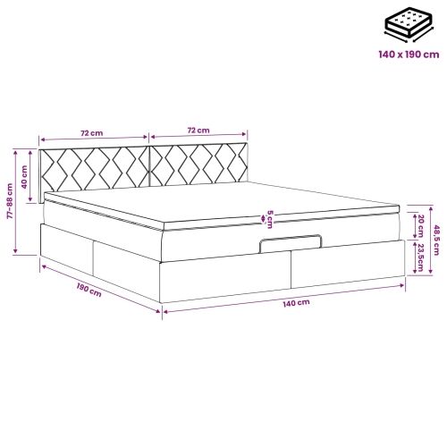 Podesivi krevet s madracem Crna 140 x 190 cm Tkanina - Crna 140 x 190 cm Dizajn s rombovima Cijena