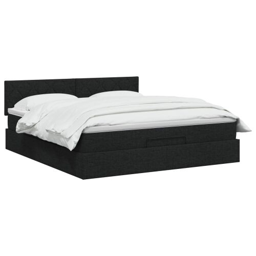 Podesivi krevet s madracem Crna 140 x 200 cm Tkanina - Crna 140 x 200 cm Dizajn s rombovima Cijena