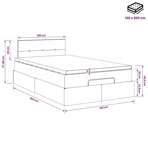 Podesivi krevet s madracem Ružičasta 120 x 200 cm Baršun - Ružičasta 120 x 200 cm Prošiveno gumbima Cijena