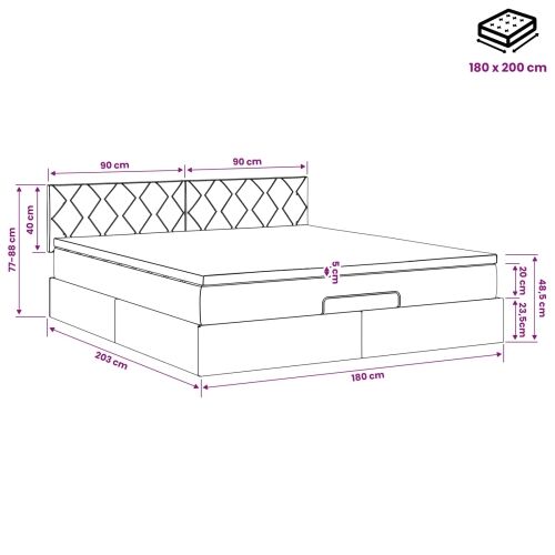 Podesivi krevet s madracem Tamnozelena 180 x 200 cm Baršun - Tamnozelena 180 x 200 cm Dizajn s rombovima Cijena
