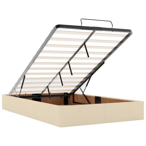Krevet od pjene s madracem i LED-om Krem 120 x 200 cm Tkanina - Krem 120 x 200 cm Prošiveno gumbima Cijena