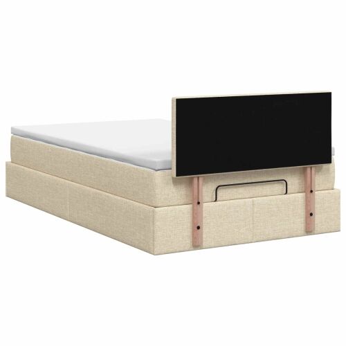 Krevet od pjene s madracem i LED-om Krem 120 x 200 cm Tkanina - Krem 120 x 200 cm Prošiveno gumbima Cijena
