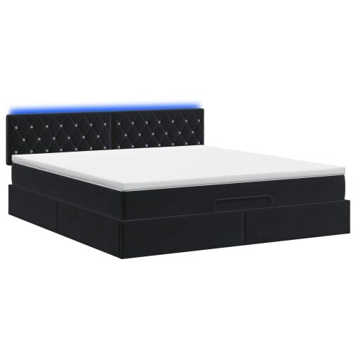 Krevet od pjene s madracem i LED-om Crna 140 x 190 cm Baršun - Crna 140 x 190 cm Kristal s dugmadima Cijena