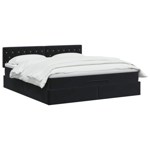 Krevet od pjene s madracem i LED-om Crna 140 x 200 cm Baršun - Crna 140 x 200 cm Kristal s dugmadima Cijena