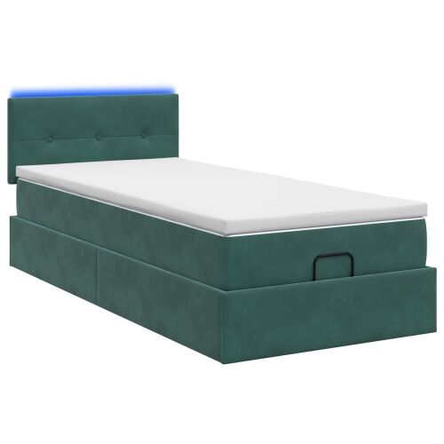 Krevet od pjene s madracem i LED-om Tamnozelena 100 x 200 cm - Tamnozelena 100 x 200 cm Prošiveno gumbima Cijena