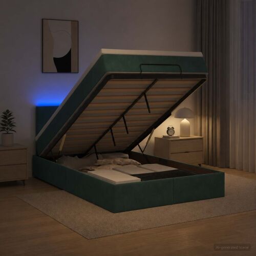 Krevet od pjene s madracem i LED-om Tamnozelena 120 x 190 cm - Tamnozelena 120 x 190 cm Prošiveno gumbima Cijena