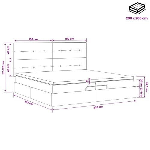 Podesivi krevet s madracem Tamno smeđa 200 x 200 cm Tkanina - Tamno smeđa 200 x 200 cm Prošiveno gumbima Cijena