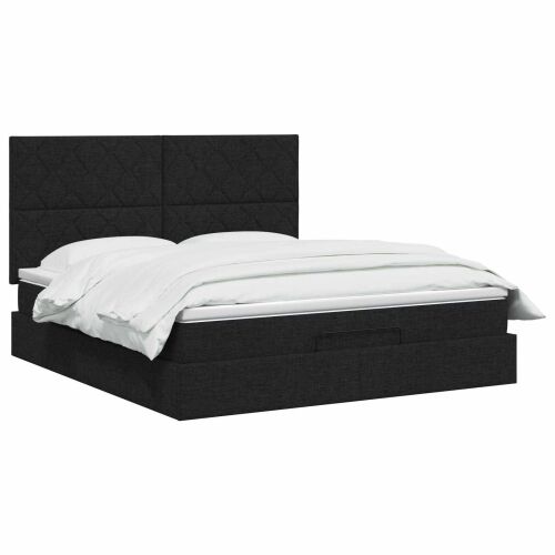 Podesivi krevet s madracem Crna 140 x 190 cm Tkanina - Crna 140 x 190 cm Dizajn s rombovima Cijena