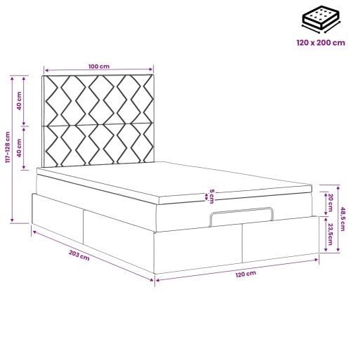 Podesivi krevet s madracem Tamnozelena 120 x 200 cm Baršun - Tamnozelena 120 x 200 cm Dizajn s rombovima Cijena