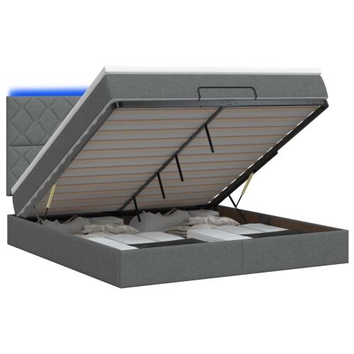 Krevet od pjene s madracem i LED-om Tamnosiva 140 x 190 cm - Tamnosiva 140 x 190 cm Dizajn s rombovima Cijena