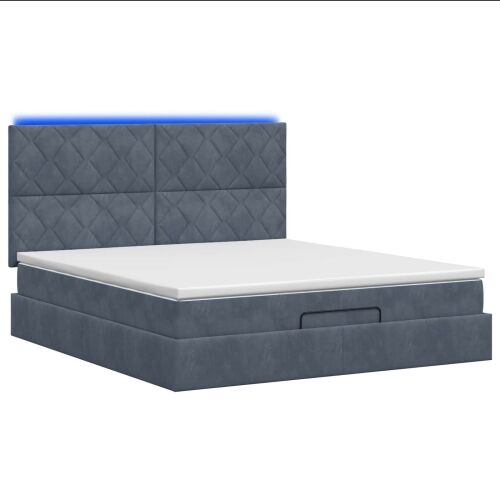 Krevet od pjene s madracem i LED-om Tamnosiva 140 x 190 cm - Tamnosiva 140 x 190 cm Dizajn s rombovima Cijena