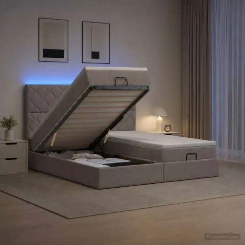 Krevet od pjene s madracem i LED-om Sivosmeđa 160 x 200 cm - Sivosmeđa 160 x 200 cm Dizajn s rombovima Cijena