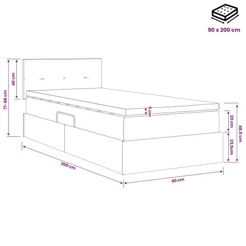 Krevet s od storage s uzglavljem Tamno plava 90 x 200 cm Baršun - Tamno plava 90 x 200 cm Prošiveno gumbima Cijena