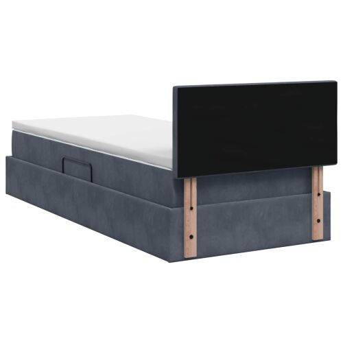 Krevet s od storage s uzglavljem Tamnosiva 100 x 200 cm Baršun - Tamnosiva 100 x 200 cm Dizajn s rombovima Cijena