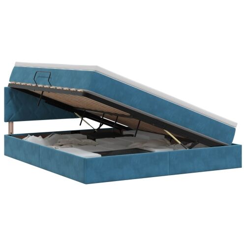 Krevet s od storage Tamno plava 160 x 200 cm Baršun - Tamno plava 160 x 200 cm Dizajn s rombovima Cijena