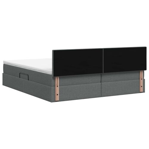Krevet s od storage s uzglavljem 2 kom. Tamnosiva Lažna koža - Tamnosiva 180 x 200 cm Prošiveno gumbima Cijena