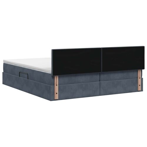 Krevet s od storage s uzglavljem 2 kom. Tamnosiva - Tamnosiva 200 x 200 cm Dizajn s rombovima Cijena