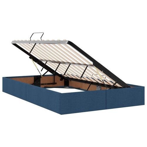 LED krevet za pohranu s madracem Plava 120 x 200 cm Tkanina - Plava 120 x 200 cm Prošiveno gumbima Cijena