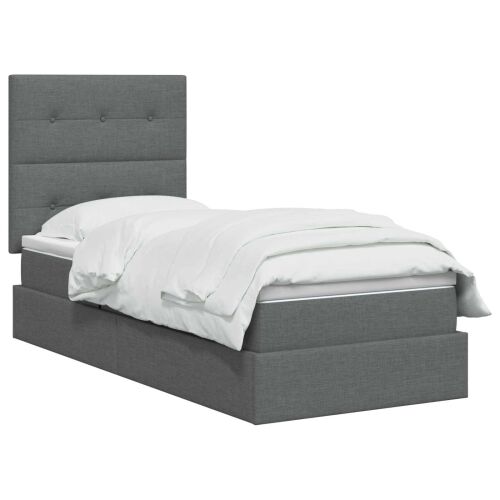 Krevet s madracem i skladištem Tamnosiva 90 x 190 cm tkanina - Tamnosiva 90 x 190 cm Prošiveno gumbima Cijena