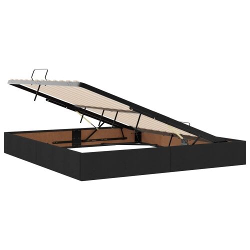 Krevet s madracem i skladištem Crna 140 x 190 cm tkanina - Crna 140 x 190 cm Dizajn s rombovima Cijena
