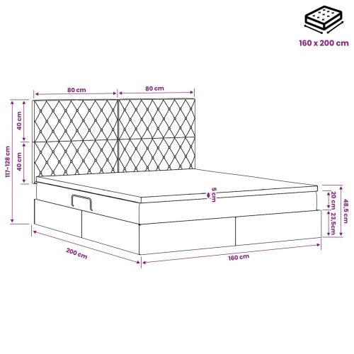 Krevet s madracem i skladištem Ružičasta 160 x 200 cm Baršun - Ružičasta 160 x 200 cm Kristal s dugmadima Cijena