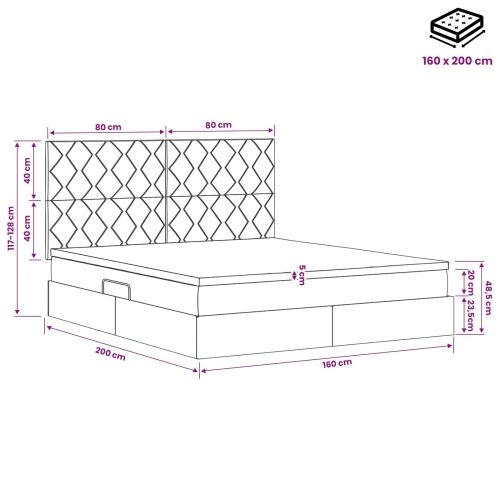 Krevet s madracem i skladištem Tamno plava 160 x 200 cm Baršun - Tamno plava 160 x 200 cm Dizajn s rombovima Cijena