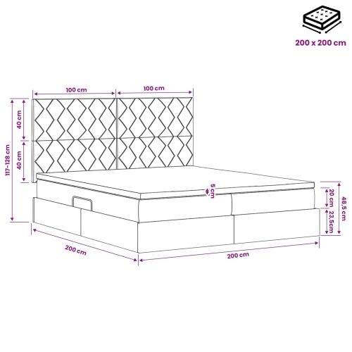 Krevet s od storage s pohranom Tamnozelena 200 x 200 cm Baršun - Tamnozelena 200 x 200 cm Dizajn s rombovima Cijena