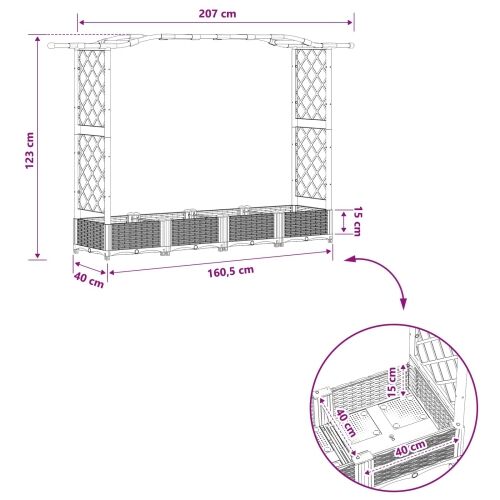 Povišeni krevet s mrežom i krovom Smeđa 207 x 40 x 123 cm PP - Smeđa 207 x 40 x 126 cm s krovom u obliku lukova (2 bočna mreža) Cijena