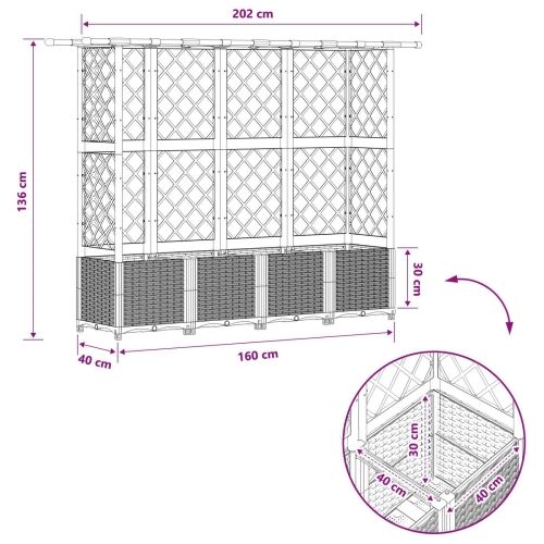 Povišeni krevet s mrežom i krovom Crna 202 x 40 x 136 cm PP - Crna 202 x 40 x 138 cm s ravnim krovom (3 bočna mreža) Cijena