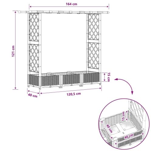 Povišeni krevet s mrežom i krovom Siva 164 x 40 x 121 cm PP - Siva 164 x 40 x 123 cm s ravnim krovom (2 bočna mreža) Cijena