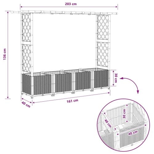 Povišeni krevet s mrežom i krovom Siva 203 x 40 x 136 cm PP - Siva 203 x 40 x 138 cm s ravnim krovom (2 bočna mreža) Cijena
