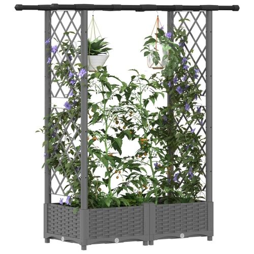 Povišeni krevet s mrežom i krovom Svjetlosiva PP - Svjetlosiva 122,5 x 40 x 123 cm s ravnim krovom (2 bočna mreža) Cijena