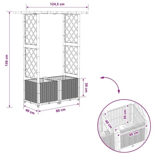 Povišeni krevet s mrežom i krovom Svjetlosiva PP - Svjetlosiva 124,5 x 40 x 138 cm s ravnim krovom (2 bočna mreža) Cijena