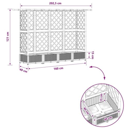Povišeni krevet s mrežom i krovom Svjetlosiva PP - Svjetlosiva 202,5 x 40 x 123 cm s ravnim krovom (3 bočna mreža) Cijena