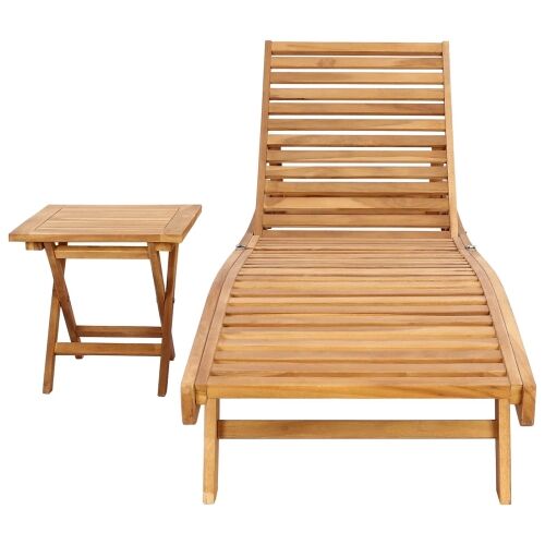Ležaljka 2 kom. Čvrsto teak drvo Smeđa - Smeđa sa stolom Cijena