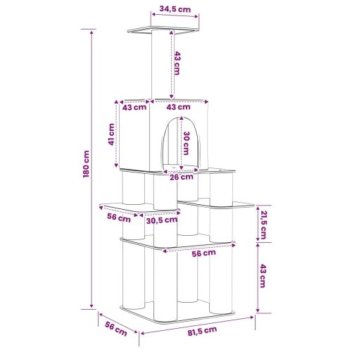Mačje drvo s sisalnim postoljima za grebanje Tamnosiva 180 cm - Tamnosiva Cijena