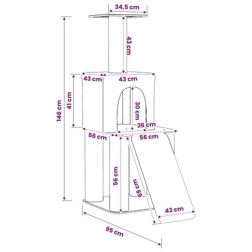 Mačje drvo s sisalnim postoljima za grebanje Krem 146 cm - Krem Cijena