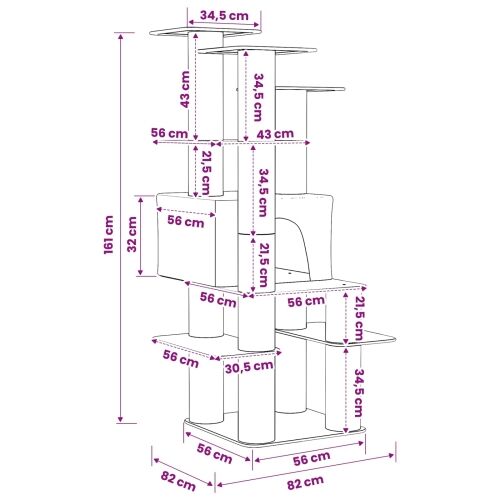 Mačje drvo s sisalnim postoljima za grebanje Krem 161 cm - Krem Cijena