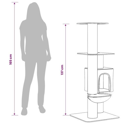 Mačje drvo s sisalnim postoljima za grebanje Krem 137 cm - Krem Cijena