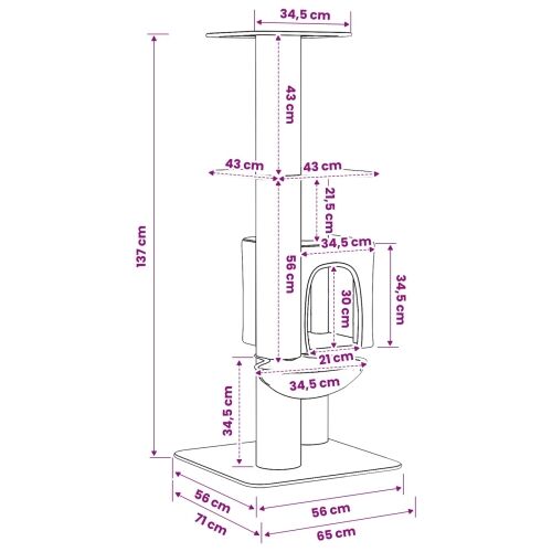 Mačje drvo s sisalnim postoljima za grebanje Krem 137 cm - Krem Cijena