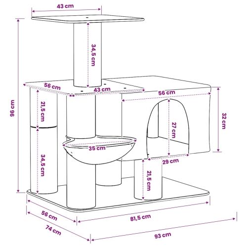Mačje drvo s sisalnim postoljima za grebanje Tamnosiva 96 cm - Tamnosiva Cijena