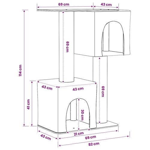 Mačje drvo s sisalnim postoljima za grebanje Krem 114 cm - Krem Cijena