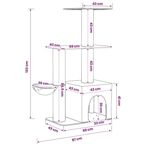 Mačje drvo s sisalnim postoljima za grebanje Krem 133 cm - Krem Cijena