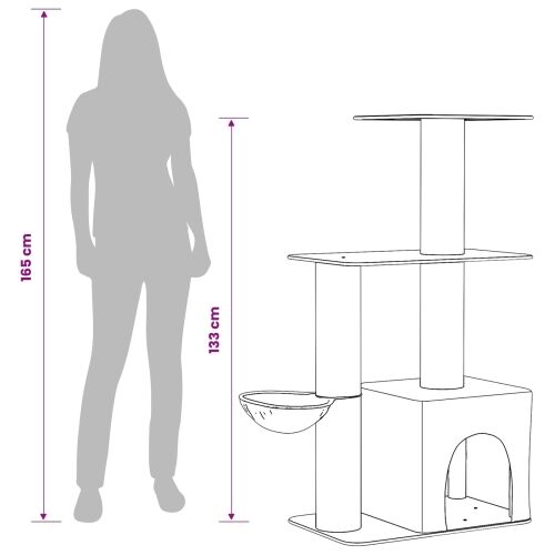 Mačje drvo s sisalnim postoljima za grebanje Krem 133 cm - Krem Cijena