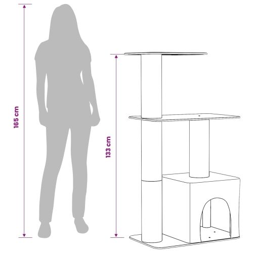 Mačje drvo s sisalnim postoljima za grebanje Tamnosiva 133 cm - Tamnosiva Cijena