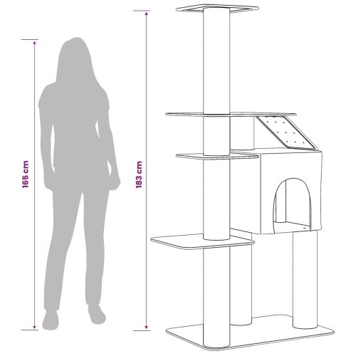 Mačje drvo s sisalnim postoljima za grebanje Svjetlosiva 183 cm - Svjetlosiva Cijena