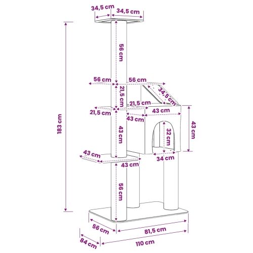 Mačje drvo s sisalnim postoljima za grebanje Krem 183 cm - Krem Cijena
