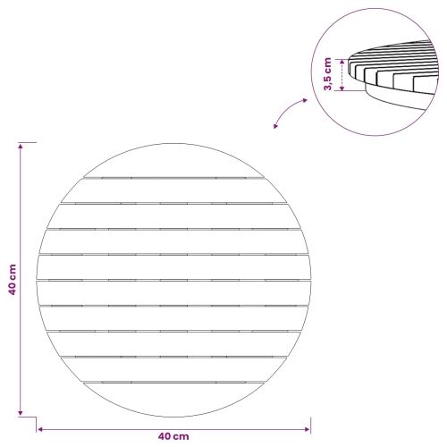 Gornji dio stola Ø 40 x 3,5 Kružni Čvrsto teak drvo Prirodna - Ø 40 cm Cijena