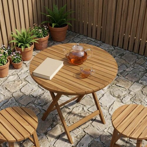 Gornji dio stola Ø 60 x 3,5 Kružni Čvrsto teak drvo Prirodna - Ø 60 cm Cijena