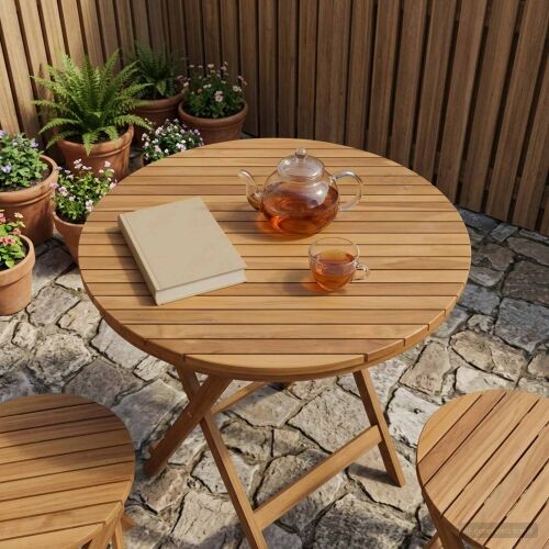 Gornji dio stola Ø 80 x 3,5 Kružni Čvrsto teak drvo Prirodna - Ø 80 cm Cijena